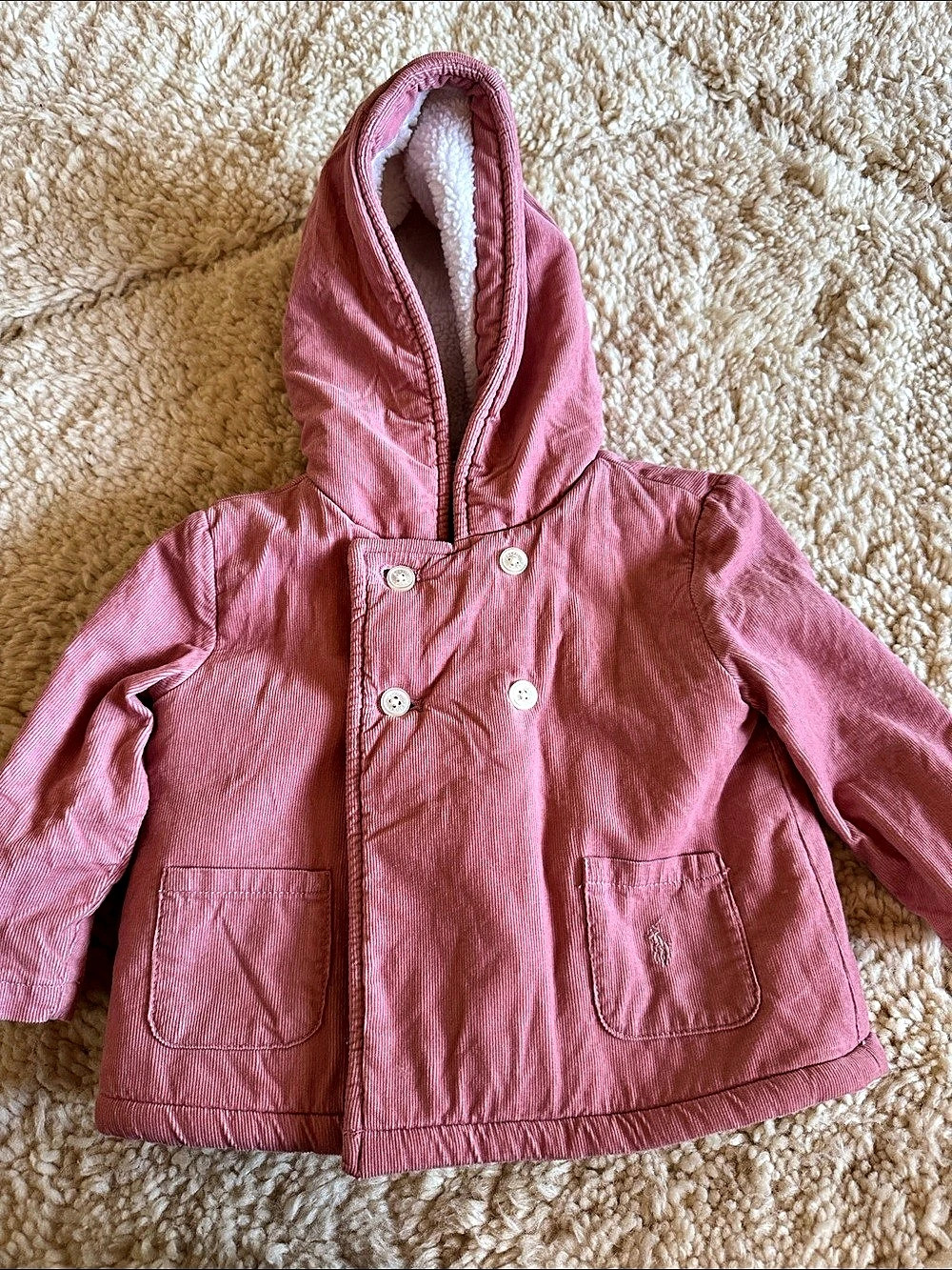 Ralph Lauren Baby 12M Pink Sherpa-Lined Jacket